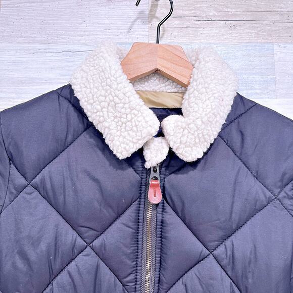 GAP Kids Sherpa Collar Quilted Bomber Jacket Black Insulated Boys Medium 8 - Picture 2 of 7